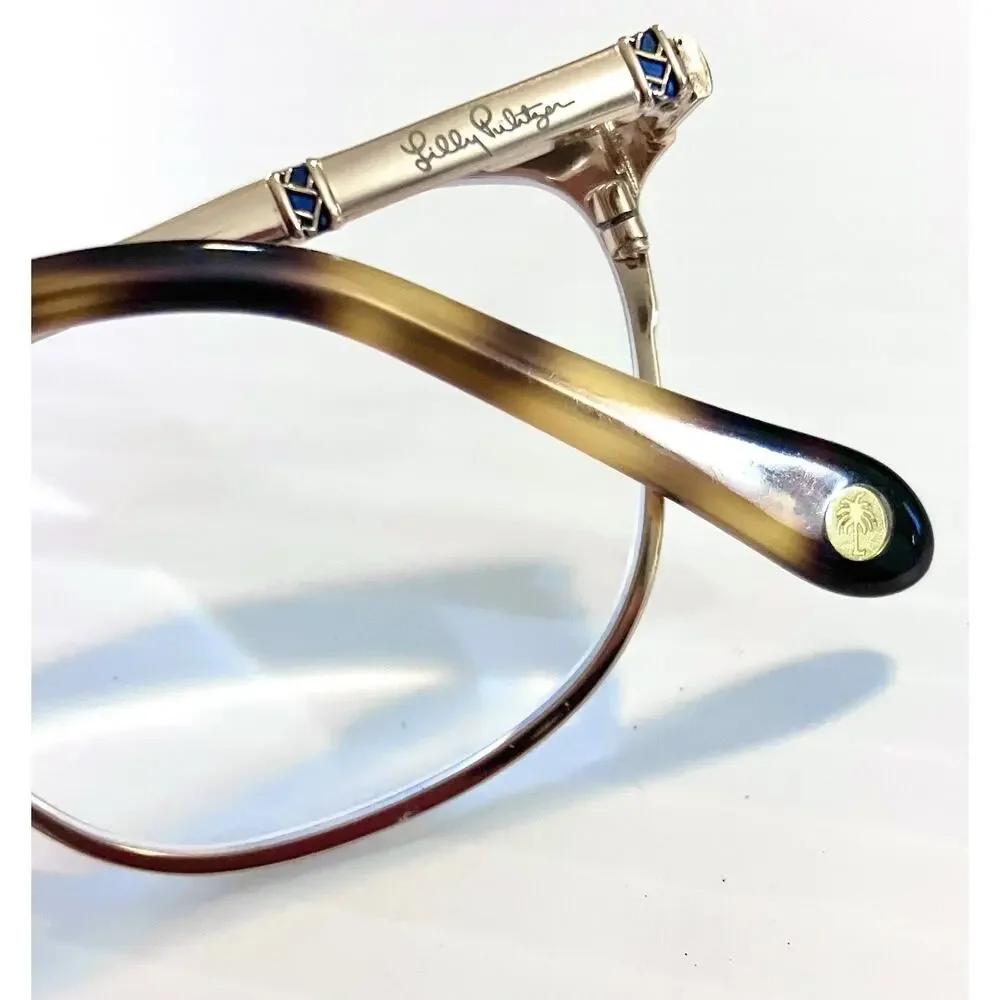 Lilly Pulitzer Eyeglass Frames Georgina Navy Blue Gold Full Rim 49 16 135
